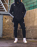 Куртка чоловіча зимова тепла Adidas Originals подовжена чорна Туреччина. Живе фото, фото 6