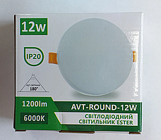 Світлодіодний світильник 12 W круг врізний AVT-ROUND ESTER 12 ВТ 6000 К 1200 ЛМ