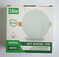 Светодиодный светильник 18w круг врезной AVT-ROUND ESTER 18ВТ 6000К 1800ЛМ