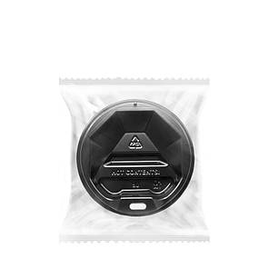 Кришка в індивідуальній упаковці для стакану "Ромб" 80 мм Чорна 50шт / уп