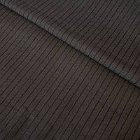 Костюмна тканина в чорну смужку на темно-коричневому, ширина 150 см