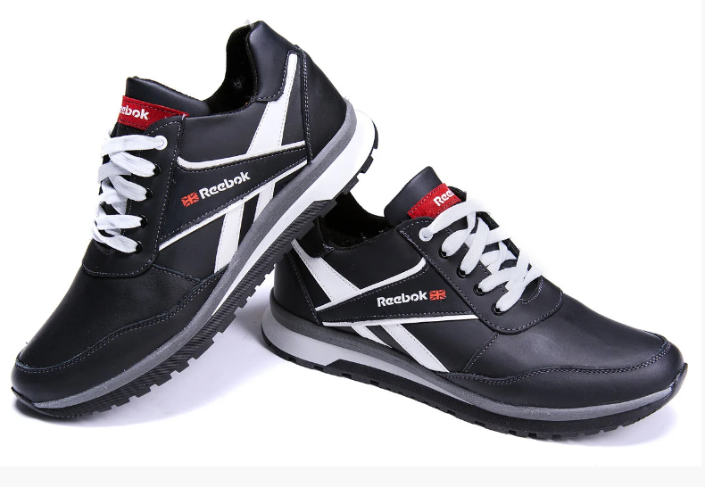 Чоловічі зимові шкіряні кросівки Anser Reebok black, фото 1