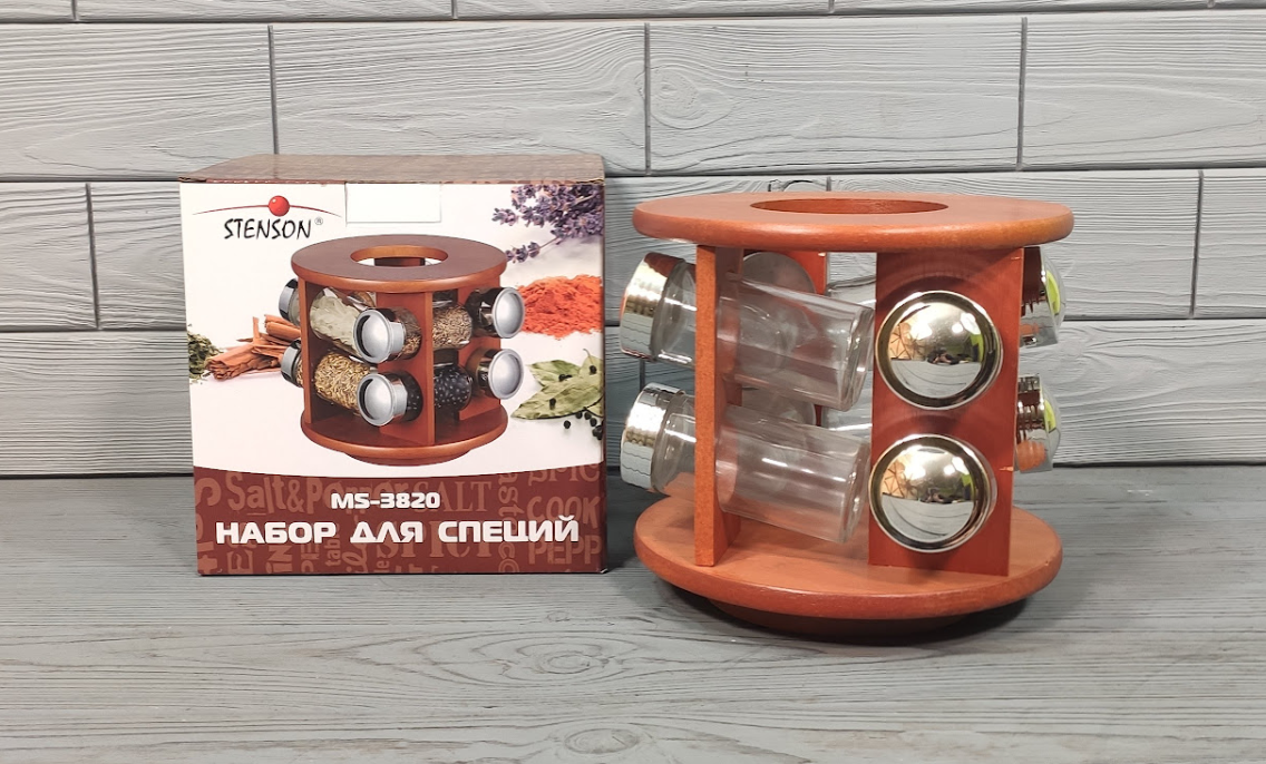 Спецовница на дерев'яній підставці 8шт/наб d18*17см MS-3820 (8наб), фото 1