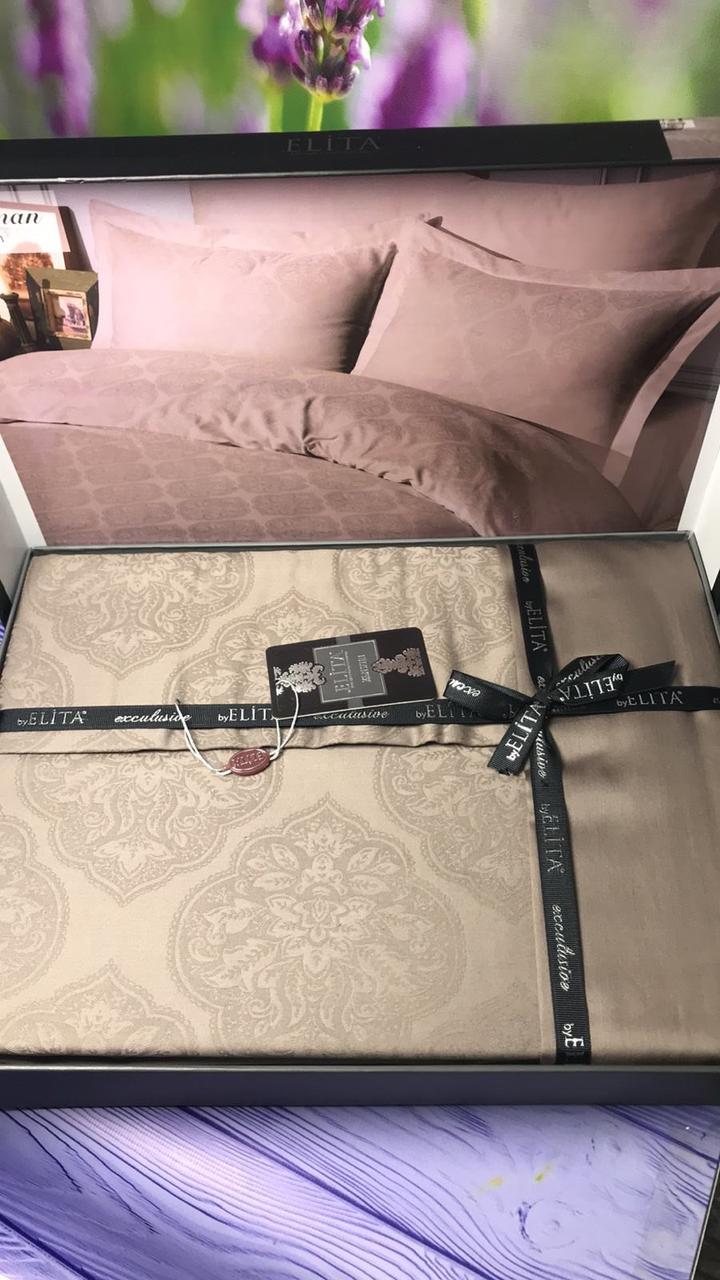 Набір постільної білизни сатин жакард Elita Exclusve євро розмір Туреччина Beg, фото 1