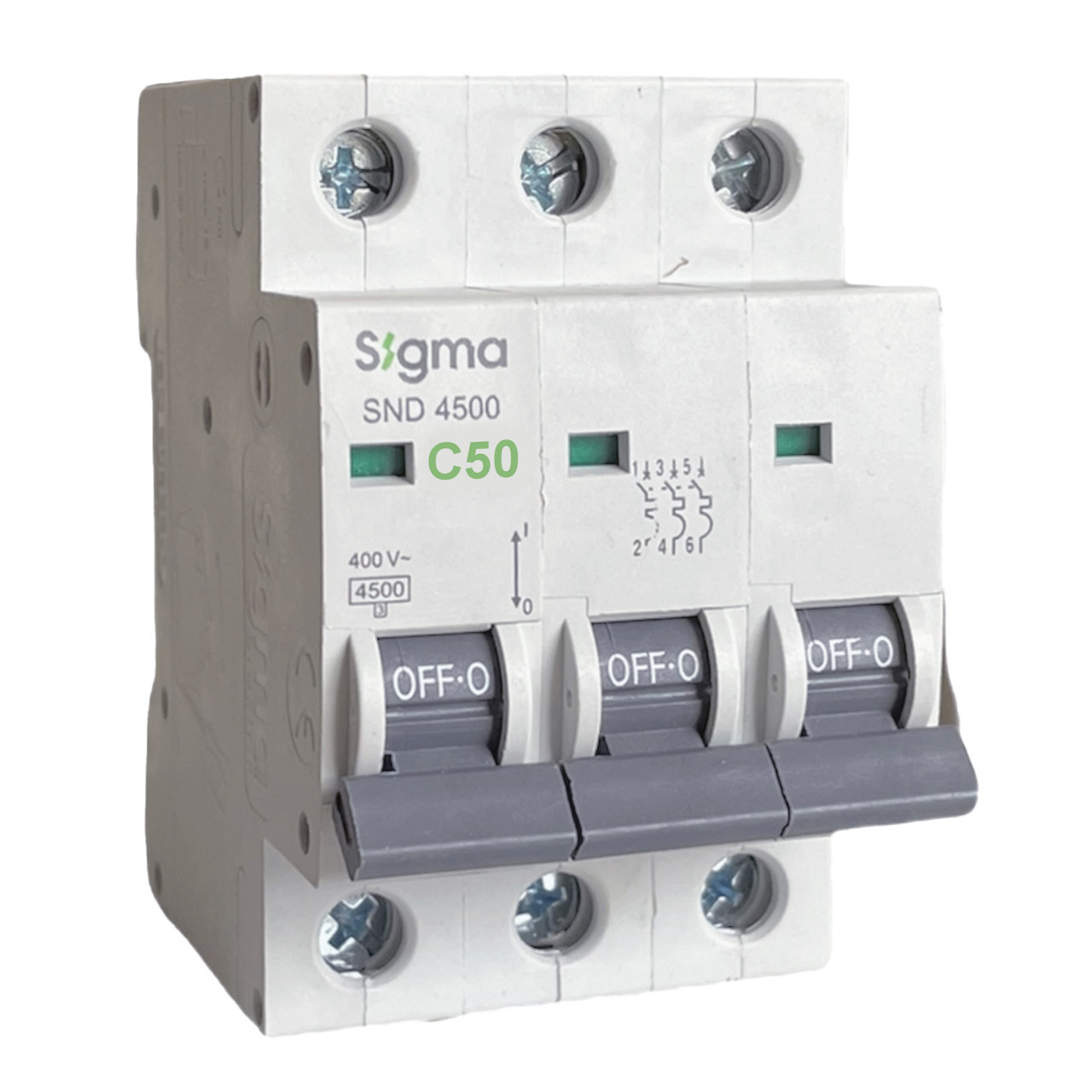 Автоматичний вимикач на дін рейку 4,5 кА 50А, 3-х полюсний, C