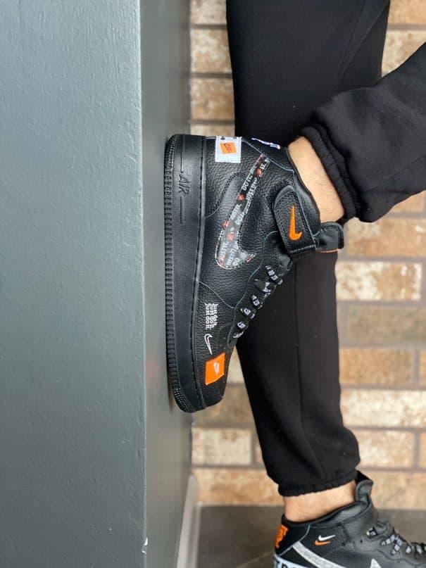 Кросівки чоловічі чорні Nike Air Force 1 "Just Do It" (00945)