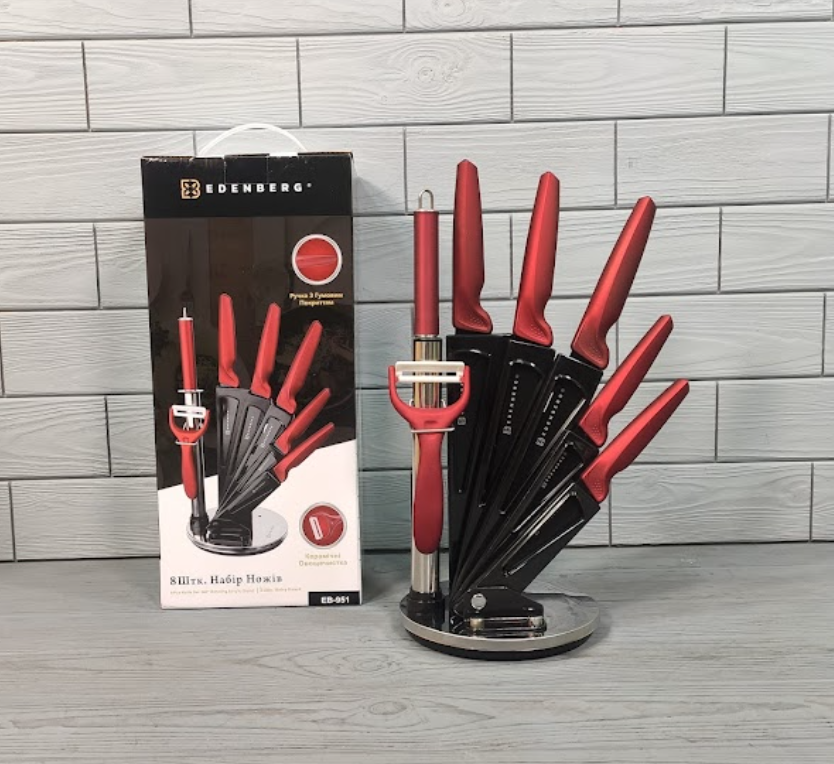 Набір кухонних ножів на підставці Edenberg EB-951 (8 предметів), фото 1