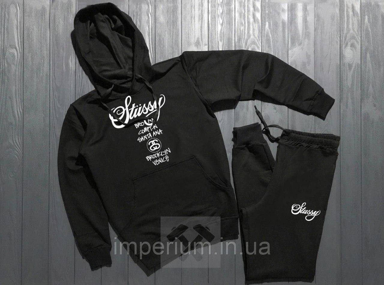 Спортивний чорний костюм з капюшоном stussy bronx compton santa ana, фото 1