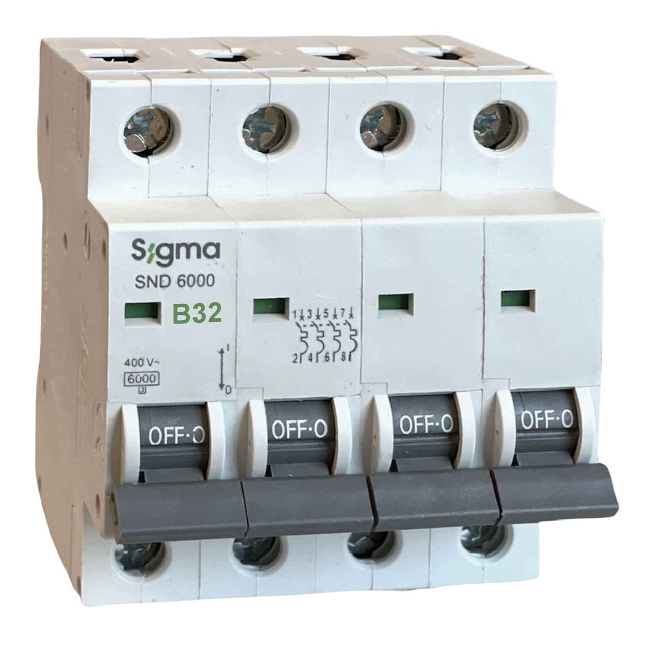 Автоматичний вимикач на дін рейку 4,5 кА 32А, 4-х полюсний, В