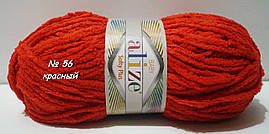 Нитки пряжа для в'язання велюрова плюшева SOFTY PLUS Софті Плюс № 56 - червоний
