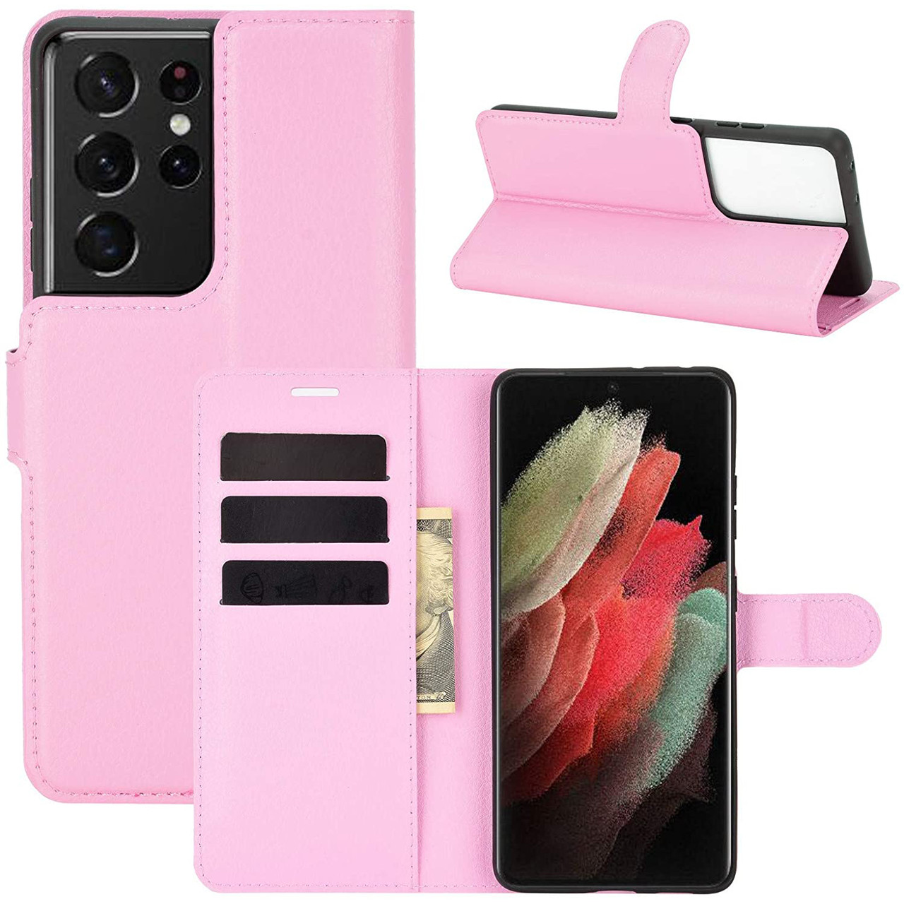 Чохол-книжка Litchie Wallet для Samsung Galaxy S21 Ultra Pink