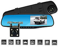 Автомобильный видеорегистратор зеркало DVR 138 Full HD Авто регистратор в машину Двухкамерный авторегистратор