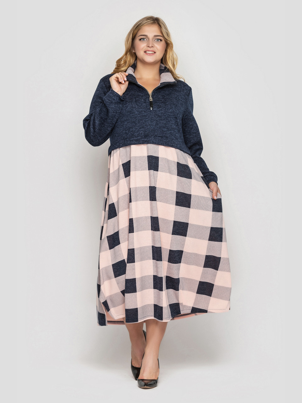 Тепле плаття жіноче Даліла пудра, фото 1