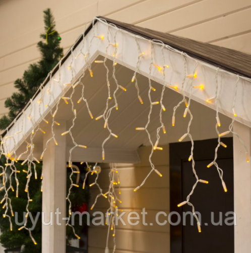 Вулична гірлянда PRO бахрома ICICLE 3х0,8м 100LED IP44 теплий білий,  Flash мерехтіння білий дріт