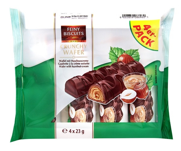 Вафлі з Кранчами Горіховий Крем Феини Бісквіт Feiny Biscuits Crunchy Wafer Hazelnut-Cream 92 г Австрія