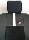 Універсальні автомобільні чохли GT8 з екошкіри та алькантари для передніх і задніх сидінь колір чорний з білим, фото 6