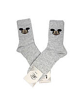 ✅ Жіночі сірі шкарпетки з принтом Міккі Маус (Житомир, в рубчик, бавовна) | Носки якісні з малюнком