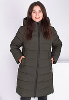 Куртка хаки женская большой размер с капюшоном на молнии