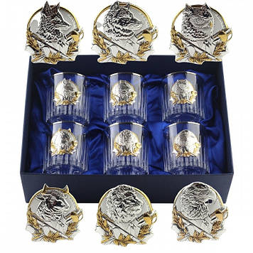 Подарунковий набір кришталевих стаканів для віскі із золотою облямівкою і сріблом RCR Boss Crystal ЛІДЕР ПЛАТІНУМ