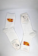 ✅ Жіночі білі носки Смайлик | Прикольні носочки зі смайлом повсякденні, бавовняні, 36-40, в рубчик