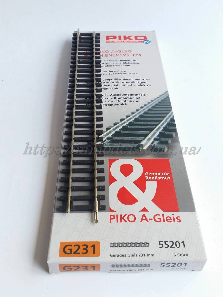 

PIKO A-Gleis 55201 Прямой профильный рельс G231 длиной 230,93 мм, масштаба 1:87