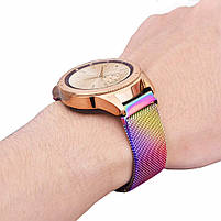 Ремінець металевий для годинника 22 мм міланська петля багатокольоровий, фото 6