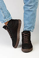 Мужские зимние полномерные ботинки натуральний нубук на меху Intruder "Step" темно коричневые 1633592398