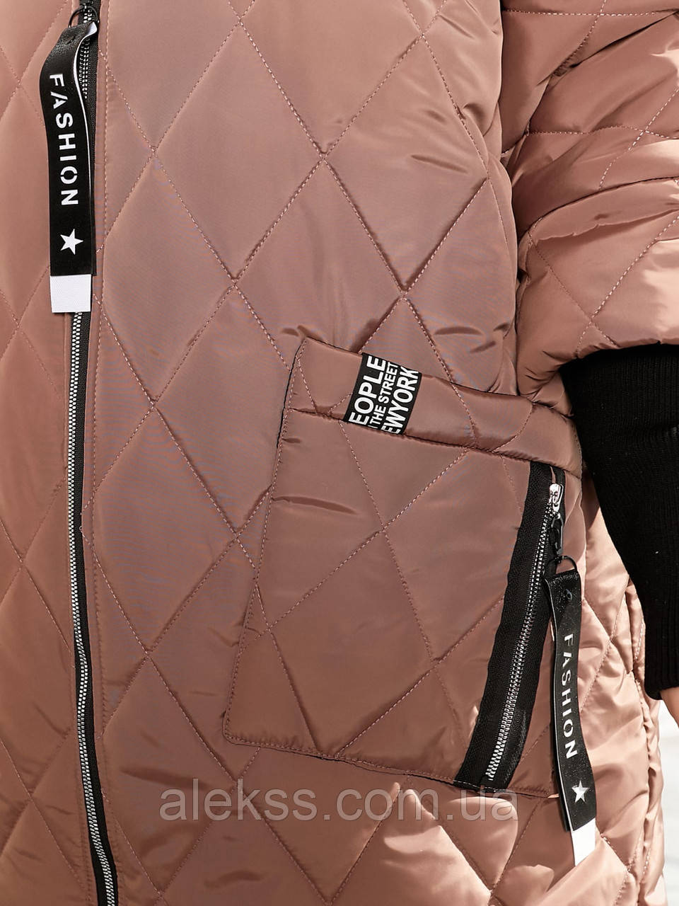 Женское зимнее куртка - пальто с капюшоном. плащевка утеплитель силикон в больших размерах 56/58, Бежевый - фото 3 - id-p1490170696