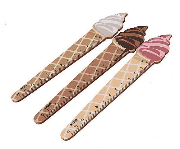 Лінійка дерев'яна, 14 см "Морозиво"