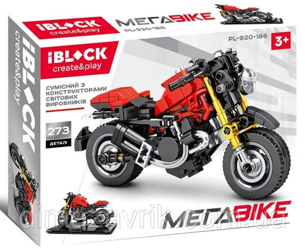 Конструктор iBlock PL-920-186 "Мега Байк, мотоцикл на підставці" 273 деталі