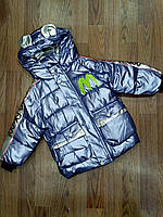 Зимняя куртка для мальчика, серо-голубая, рост 116-122см.