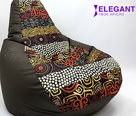 Крісло - мішок Пуф Груша Оксфорд коричневе з Принт XL 130*90