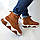 Жіночі зимові замшеві черевики з хутром, молодіжні, напівчоботи на платформі Коричневі, фото 2