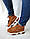 Жіночі зимові замшеві черевики з хутром, молодіжні, напівчоботи на платформі Коричневі, фото 9