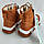 Жіночі зимові замшеві черевики з хутром, молодіжні, напівчоботи на платформі Коричневі, фото 8