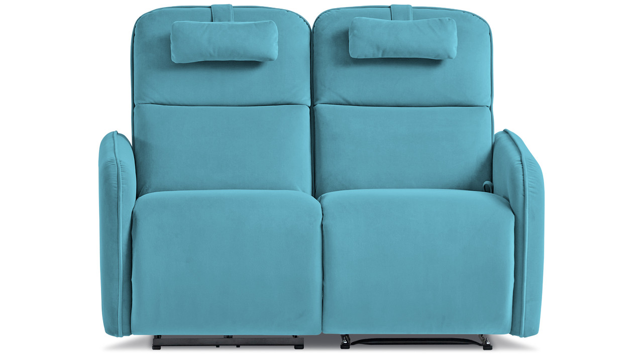 Двомісний диван Лас-Вегас в тканини, з одним хутро. реклайнером, блакитний
