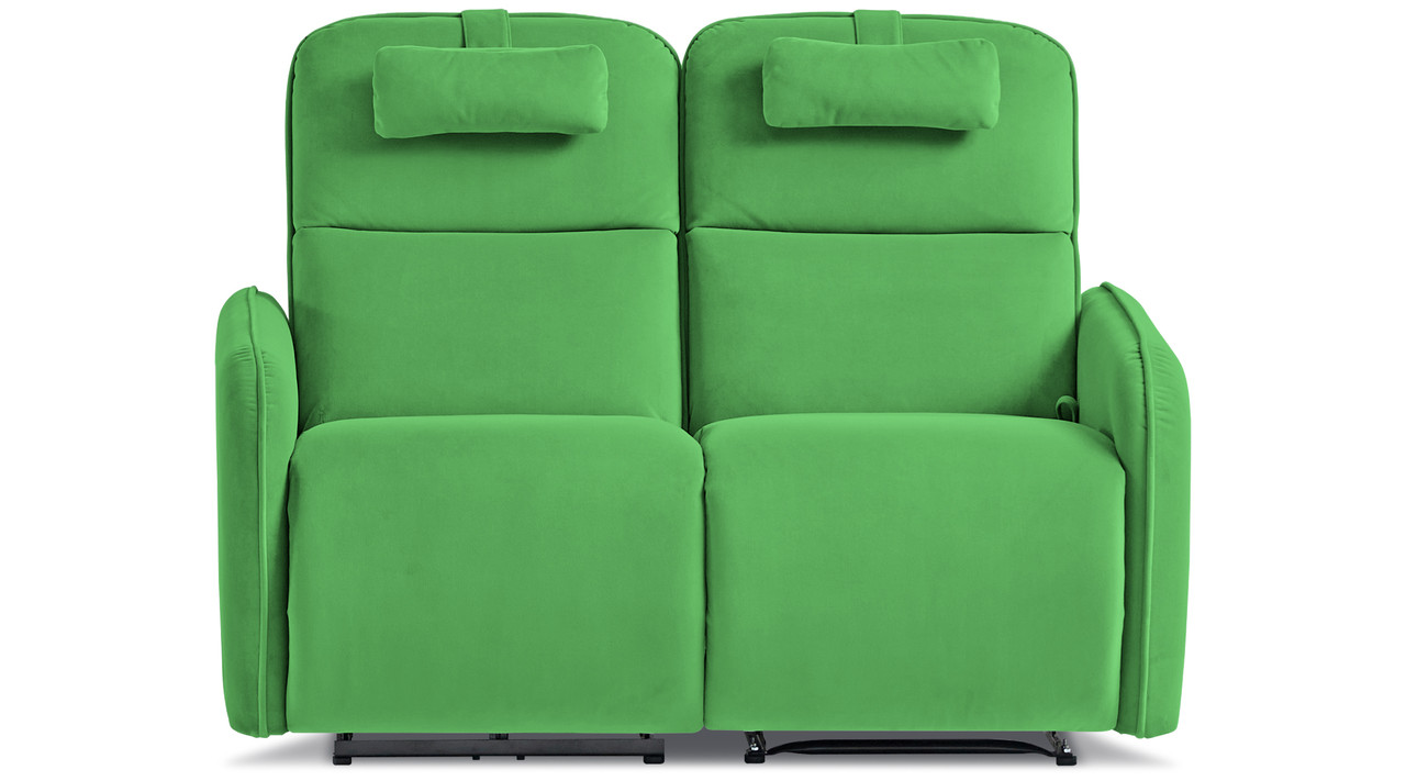 Двомісний диван Лас-Вегас в тканини, з двома хутро. реклайнерами, зелений