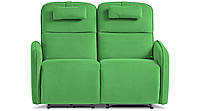 Двухместный диван Лас-Вегас в ткани, с одним мех. реклайнером, зелёный