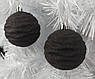 Набір ялинкових куль “Зефірка” Ø6/8 см (6 шт) — чорний матово‑глянцевий пластик із чорними блискітками, фото 3