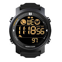 Чоловічий наручний смарт-годинник круглий водостійкий 5 атм гарантія 12 місяців North Edge Laker Black 5BAR, фото 2