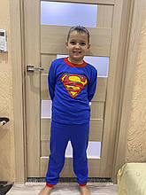 Піжама дитячому хлопчику Superman на манжетах, Тепла гіпоалергенна дитяча піжа супермен