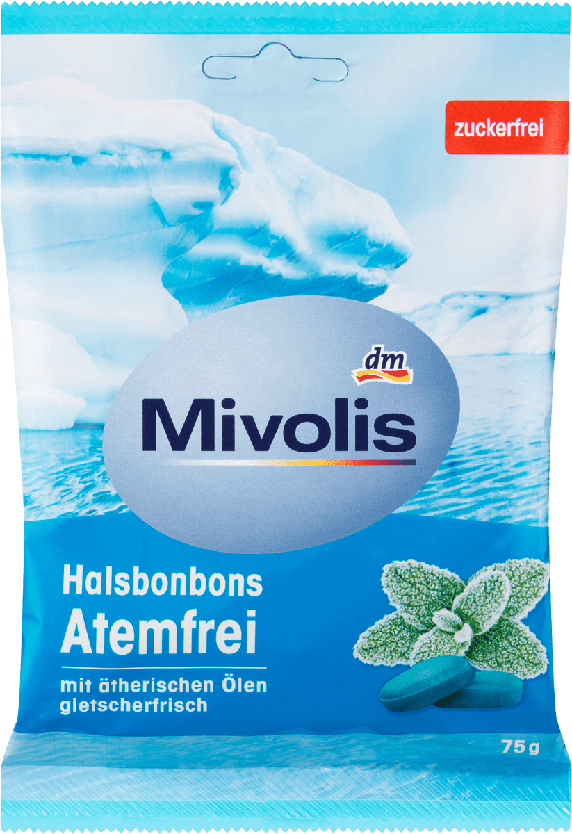 Ментолові льодяники Mivolis Atemfrei mit ätherischem Ölen, 75 гр.(18 шт), фото 1