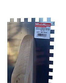 Терка дерев'яна ручка 380*130 з зубом 10*10 нержавіюча сталь Польща