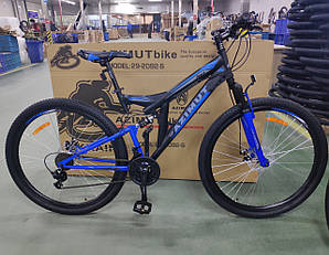 Велосипед гірський двопідвісний сталевий зі швидкостями 21 шт. Azimut Power 26 дюймів 19.5 рама чорно-синій