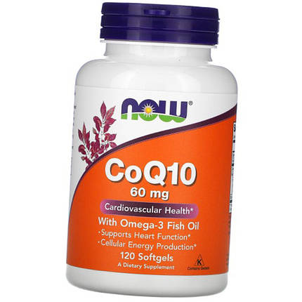 Коензим Q10 Омега 3 NOW CoQ10 60 mg with Omega-3 120 капс гел, фото 2