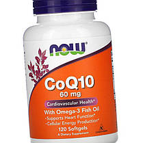 Коензим Q10 Омега 3 NOW CoQ10 60 mg with Omega-3 120 капс гел, фото 2