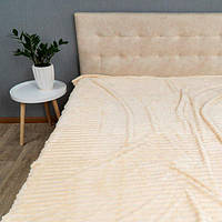 Покривало велюрове смуга (світло-бежеве) 200х220 см