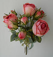 Декоративный искусственный букет роз H34см малиновый