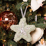 Зірка Yes! Fun пухнаста ментолова з декором, 16*16 см, фото 2