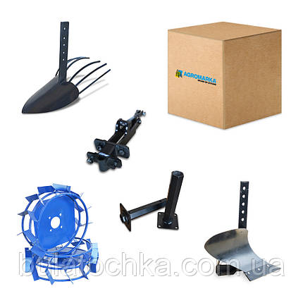 Комплект 5 в 1 серії ПОЧАТКІВЕЦЬ (плуг, грунтозачіпи, зчипний пристрій, напіввісі,картоплекопачка), фото 1